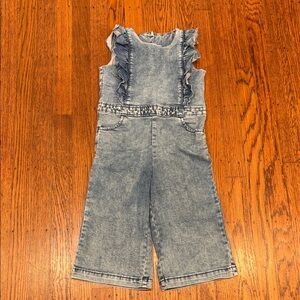 Janie and Jack Denim Ruffle Jumpsuit – Girls Size 4